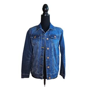 Cavalini Denim Collection Jacket Small Long Sleeve Blue Jean Factory Distressing